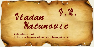 Vladan Matunović vizit kartica